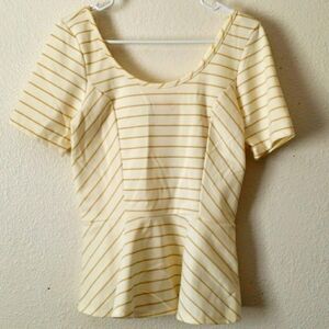 Eyelash Couture White & Gold Peplum Shirt Size L